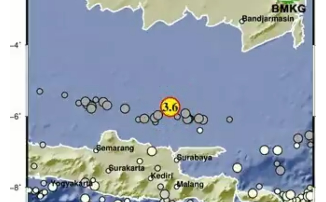 Gempa Bumi Magnitudo 3.6 Terjadi di Timur Laut Tuban