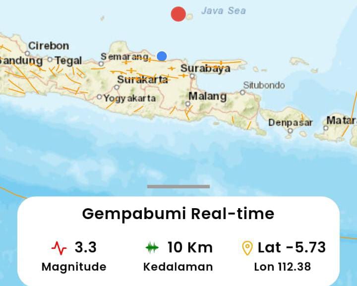 Usai Diguncang Gempa 6.0 SR, Terjadi Gempa Susulan 7 Kali di Timur Laut Tuban